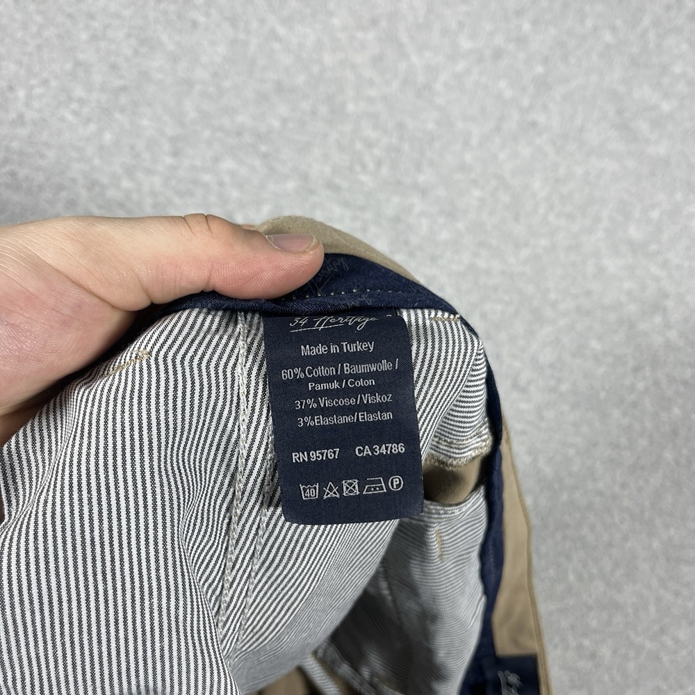 34 Heritage Pants Mens 32x32 (Fit 32x29) Beige Chino Performance Verona Slim Mid - Picture 8 of 12